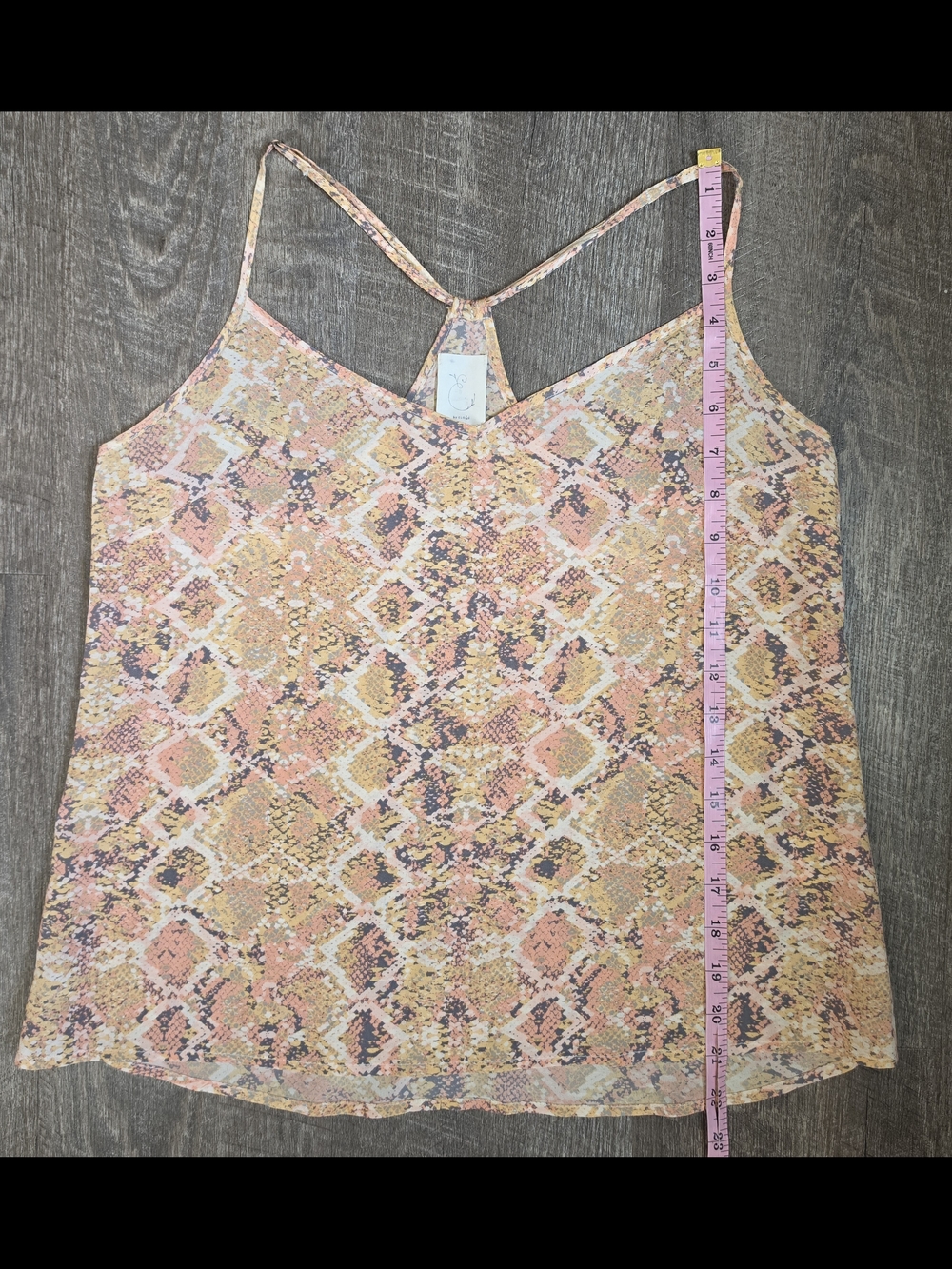 Anthropologie E by Eloise 100% Silk Racerback Cami Womens S Peach Snakeskin Prin - Picture 10 of 12